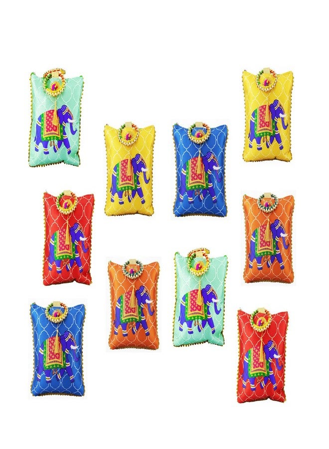 TAVASYA Traditional Potli Gift Bags with Zip & Bangle Handle - Pack of 30 - Elephant Design | Return Gift Bags for Weddings, Pooja, Baby Shower, Housewarming, Festivals & Functions - Image 1